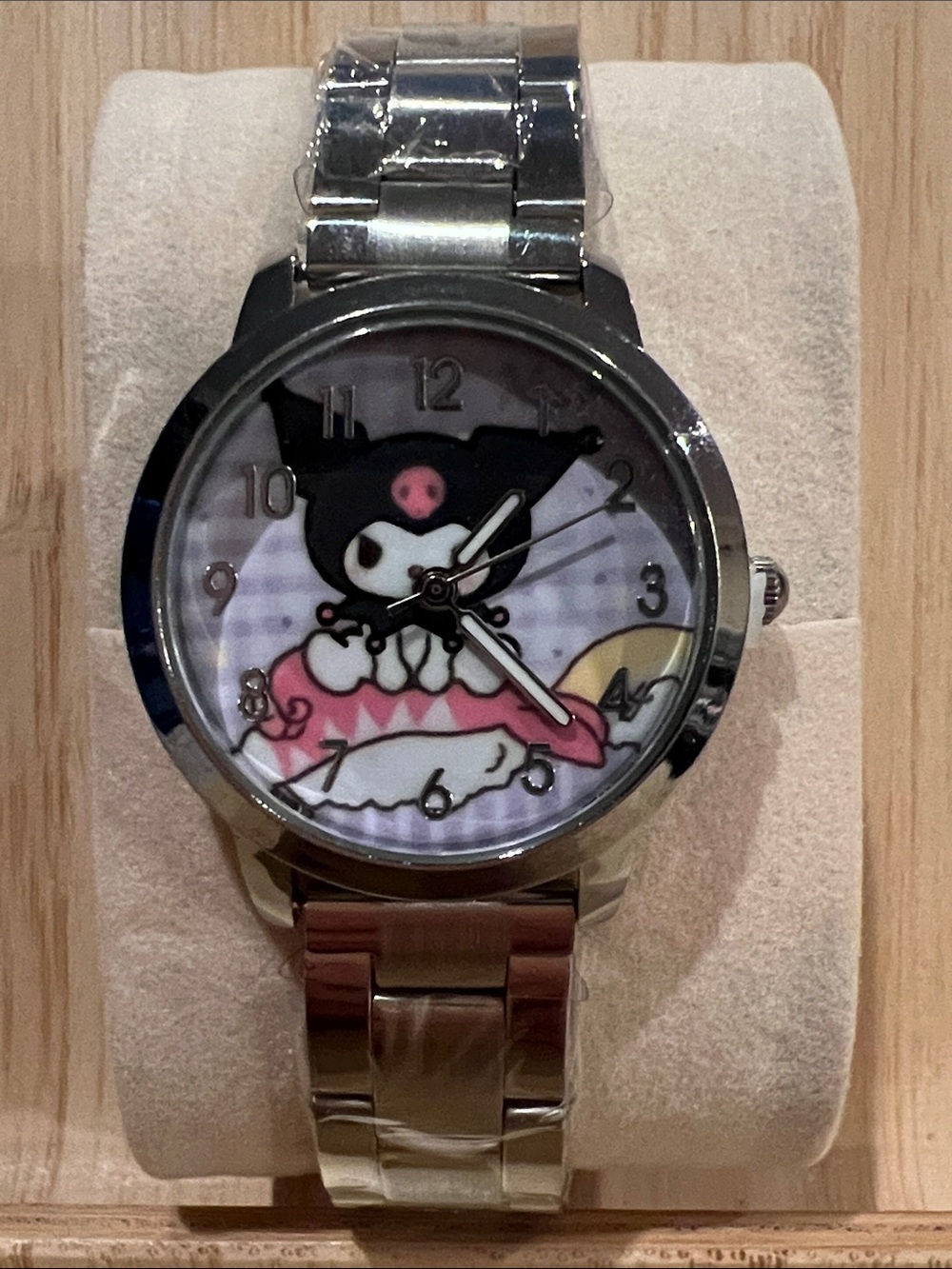 Kuromi Silver Watch with Pink and Black Accents NIB